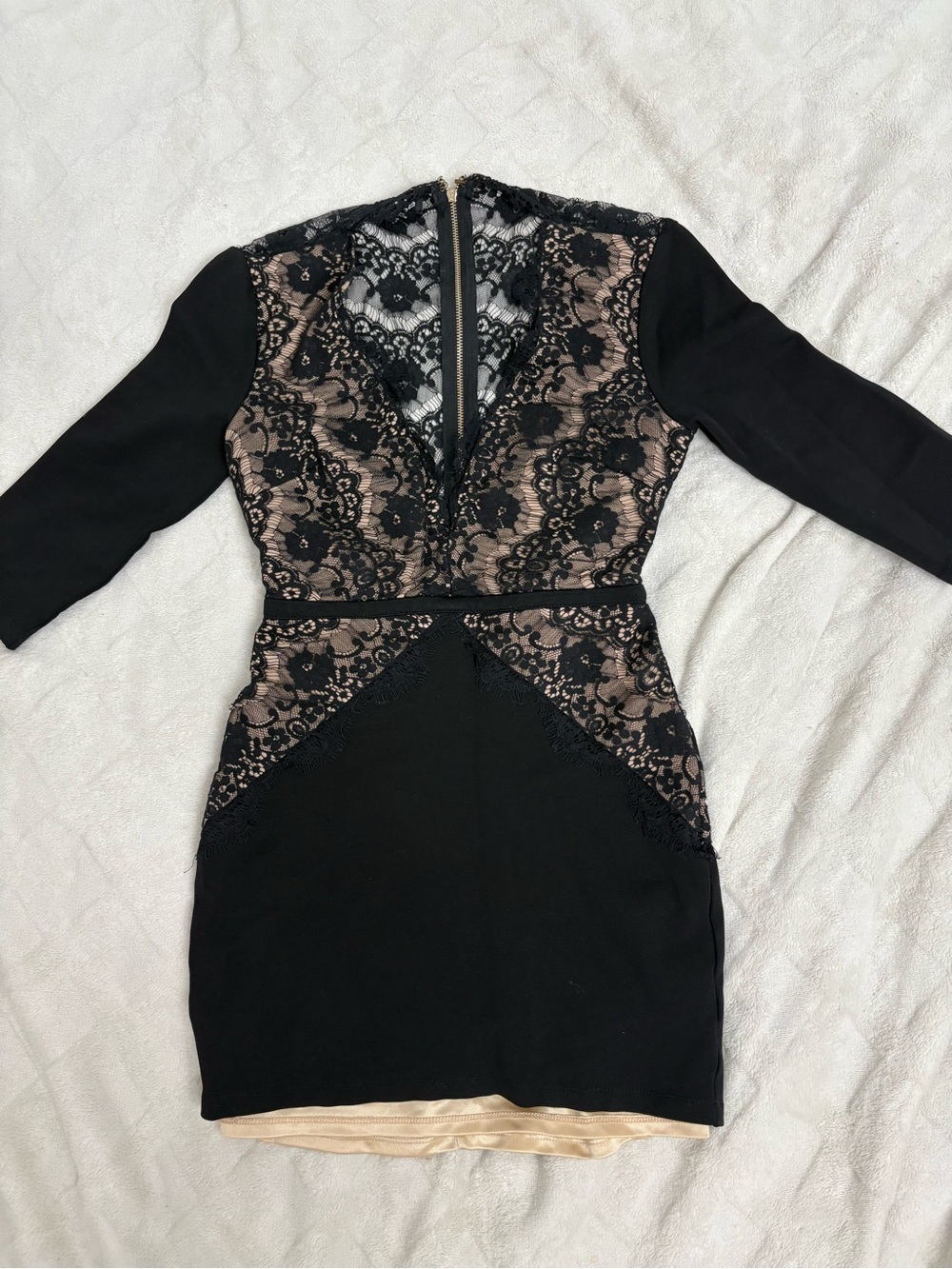 Black Lace-Accent Bodycon Dress